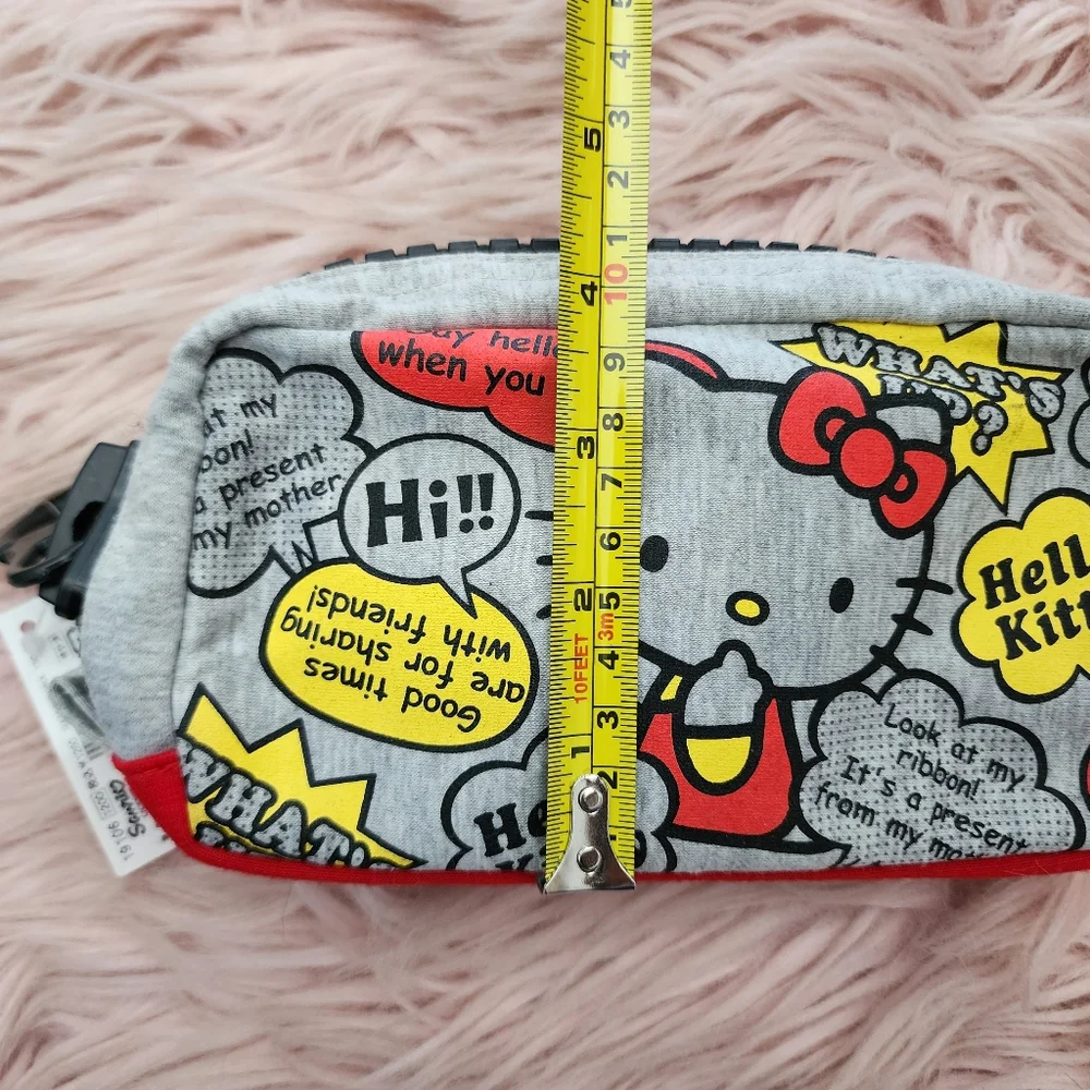 Hello Kitty Japan Pencil Case Gray Fabric Oversized Zipper